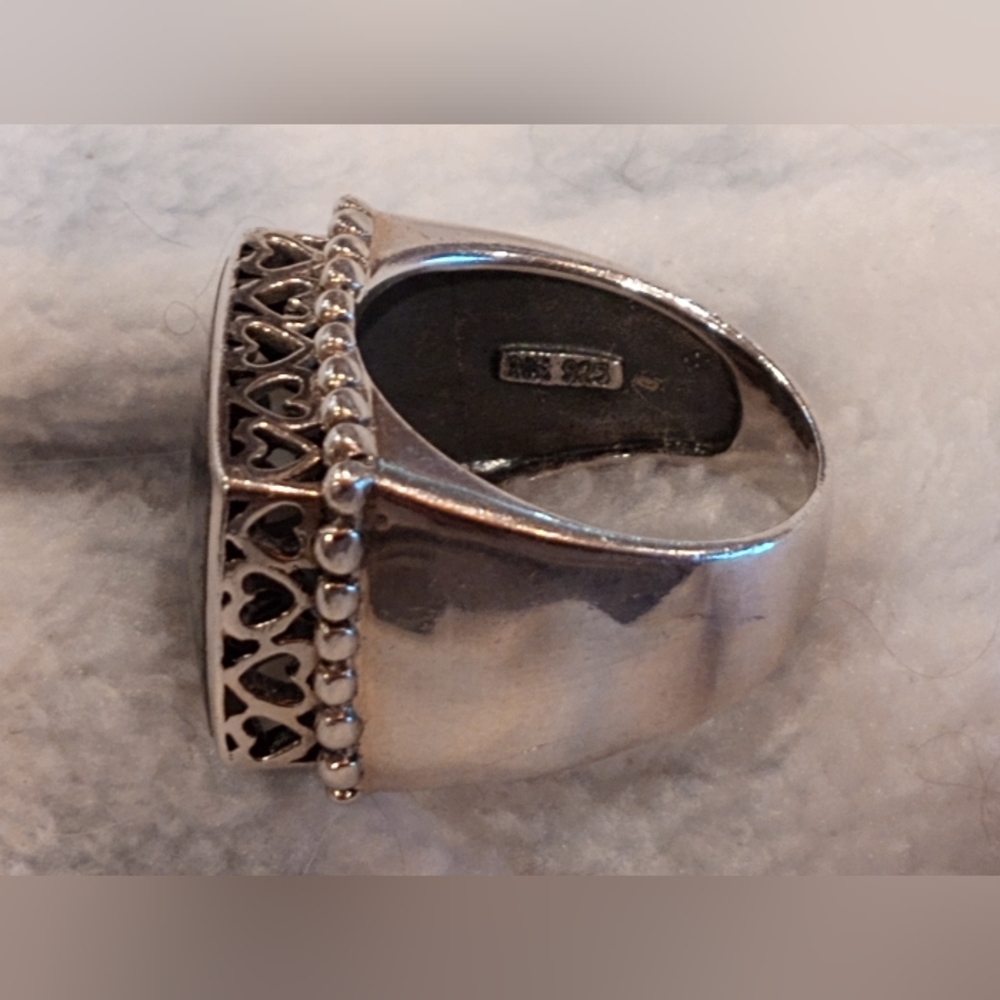 Black Onyx and Sterling Silver Statement Ring. Size 7 Vintage - Picture 5 of 7